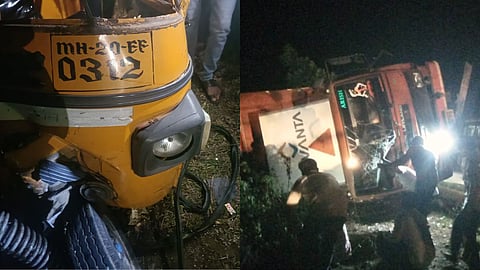 Beed Parali Highway Major Accident Container collides with rickshaw mother and two children died on the spot