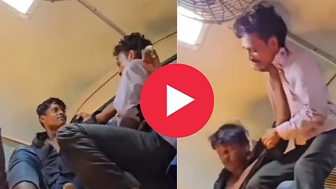 Men Fight In Train