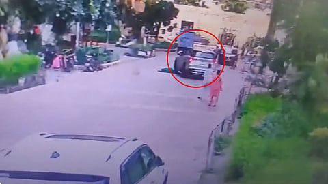 woman walking on road Crushed by a car  Shocking accident caught on CCTV