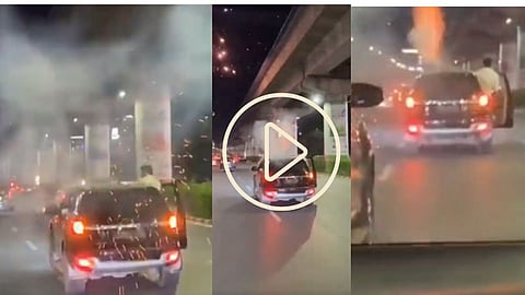 Youth Burst Firecrackers Speeding Car/ Social Media