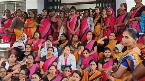 anganwadi sevika andolan at mulshi panchayat samiti