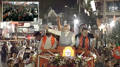 PM मोदींचा मुंबईत भव्य रोड शो, पाहावं तिथे गर्दीच गर्दी! VIDEO