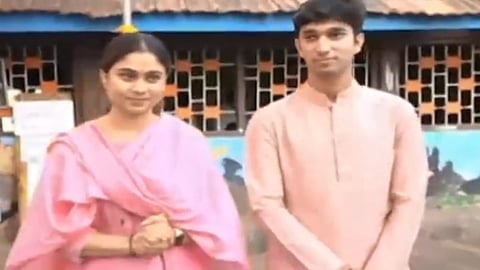 yashaswini raje grand daughter of shahu maharaj chhatrapati cast vote in kolhapur lok sabha constituency