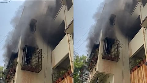 fire breaks out in flat at aranyeshwar housing society pimpri chinchwad