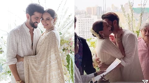 Sonakshi- Zaheer Wedding : लग्नानंतर झहीर इक्बालने सोनाक्षी सिन्हाला सर्वांसमोर केलं किस, कुटुंबीयांसमोरच झाला रोमँटिक; पाहा VIDEO