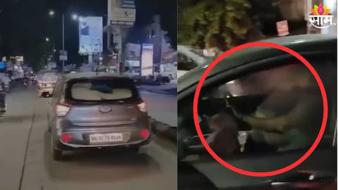 धावत्या कारमध्ये प्रेमीयुगुल अश्लील चाळे 