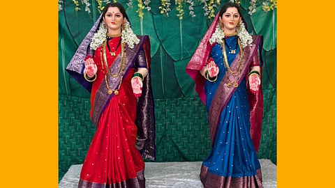 How to Wear Saree to Gauri Stand 
