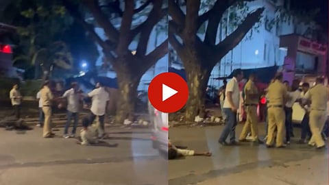 बारच्या वॉचमेनशी वाद; कर्मचाऱ्यांनी पोलिसांसमोरच तरुणाला बेदम मारहाण, घटना कॅमेऱ्यात कैद