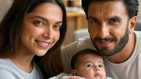 Ranveer deepika and baby dua fake Photo