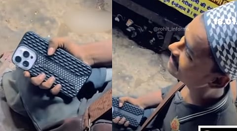 Beggar with iPhone 16 Pro Max