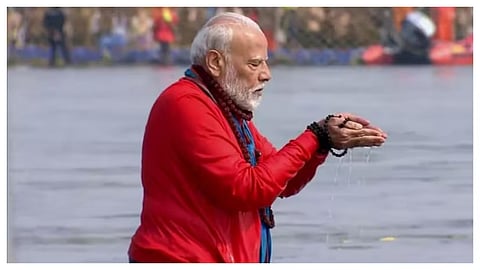 Prime Minister Modi Took  Holy Bath