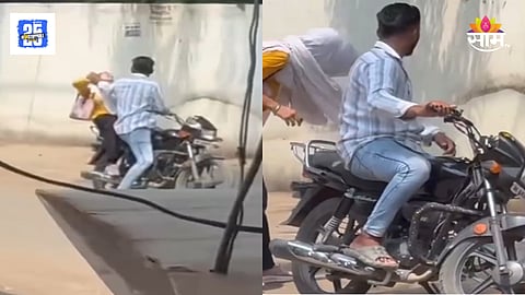 Young woman beaten on a bike