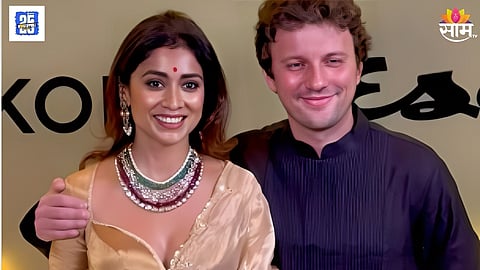 Actress Shriya Saran got romantic at Diwali party openly locked lip with her husband video viral 