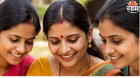 Women beneficiaries checking e-KYC correction details on Ladki Bahin Yojana portal.