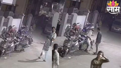 CCTV grab shows the moment when a youth was brutally attacked with sharp weapons inside Kadar Palace complex in Mumbra.