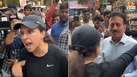 Woman Slams BJP Minister In  Rally :