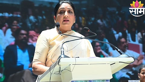 Deputy Chief Minister Sunetra Pawar submits her resignation from the Rajya Sabha to Vice President C.P. Radhakrishnan.