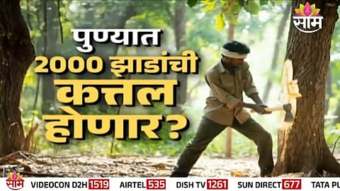 Pune residents form a human chain on Ganeshkhind Road to protest against the proposed cutting of over 2,000 trees.
