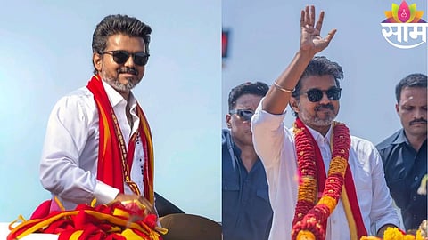 Thalapathy Vijay arrives for the swearing-in ceremony at Nehru Stadium, Chennai, ahead of taking oath as Tamil Nadu Chief Minister.