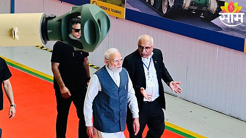 Prime Minister Narendra Modi addresses a gathering after surpassing Jawaharlal Nehru’s tenure record in office.