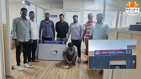Arrested accused Shekhar Jadhav along with a seized country-made pistol and live cartridge in Pimpri-Chinchwad police operation.