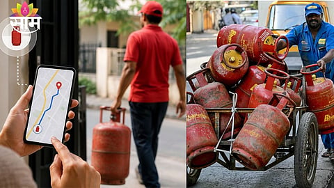 Customer checking LPG cylinder delivery status on mobile app in real time