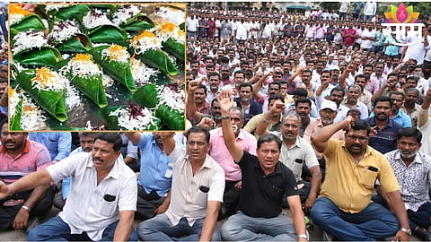 Pan vendors and small traders gather in large numbers to protest against alleged misuse of strict laws in Maharashtra.