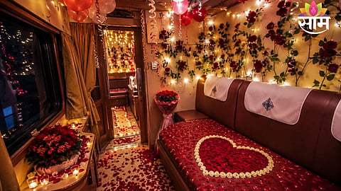 A First AC train cabin decorated like a honeymoon suite goes viral, sparking debate over railway rules.