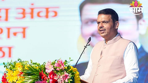 Maharashtra Chief Minister Devendra Fadnavis addressing the state assembly, strongly countering the opposition's allegations over the Mumbai-Pune Missing Link landslide.
