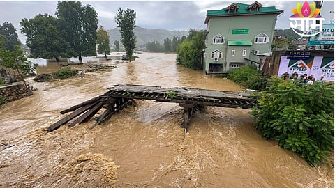 Floodwaters inundate residential areas in Rajouri district as vehicles are swept away following heavy rainfall in Jammu & Kashmir.
