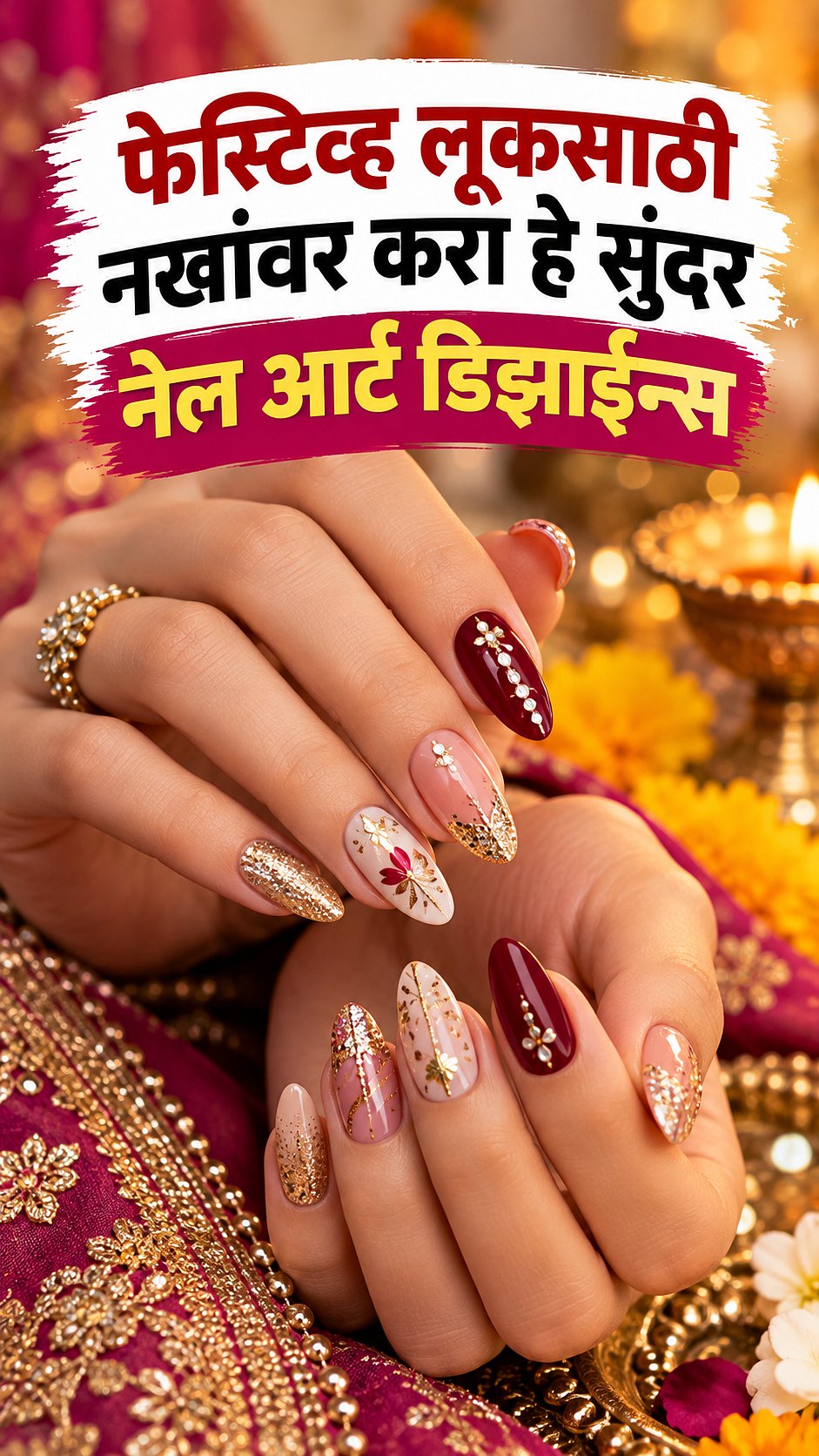 Nail Art Designs: फेस्टिव्ह आउटफिटसोबत ट्राय करा नेल आर्ट डिझाइन्स ...