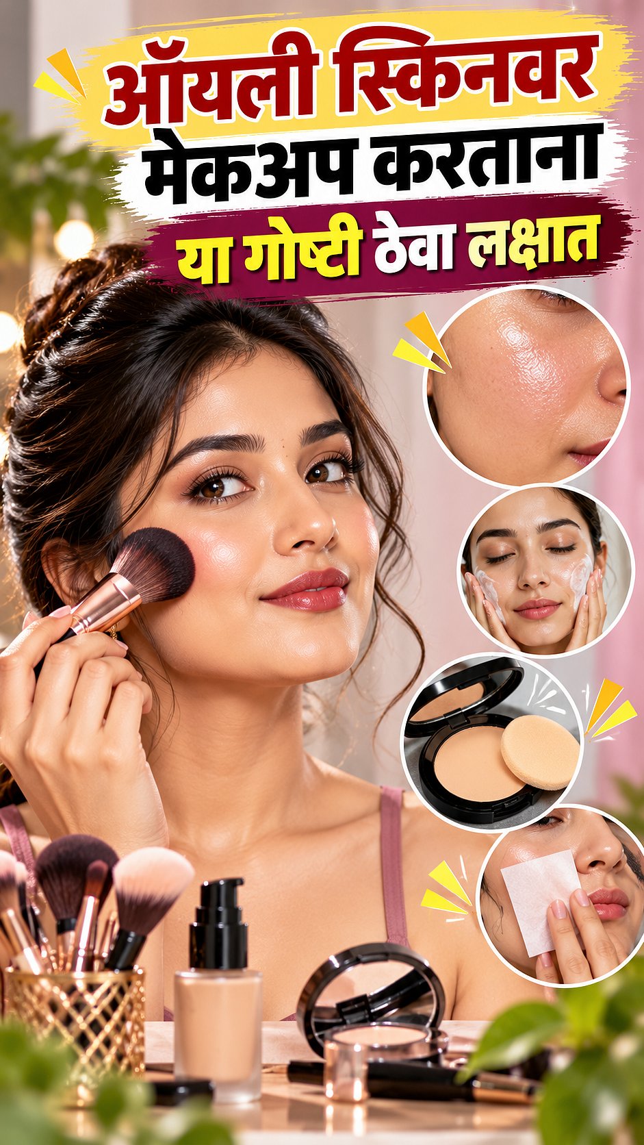 Oily Skin Makeup Tips: मेकअप केल्यानंतर चेहरा तेलकट दिसतोय? वापरून पाहा ...