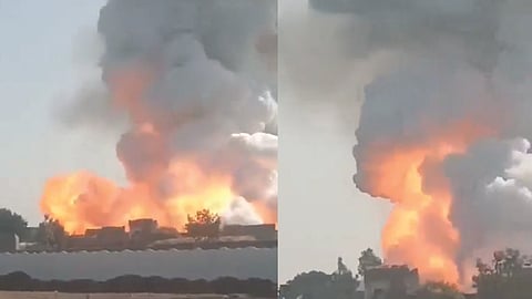 പടക്കനിര്‍മ്മാണശാലയില്‍ ഉണ്ടായ സ്ഫോടനത്തിന്‍റെ ദൃശ്യം