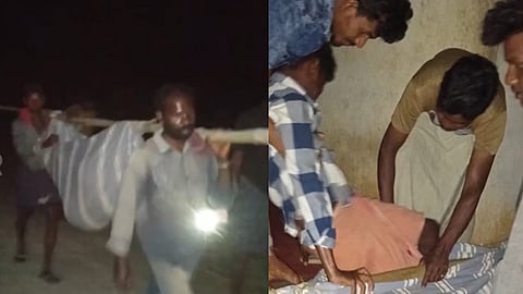 യുവാവിനെ ആശുപത്രിയിലെത്തിക്കാനുള്ള ദുരിതയാത്ര
