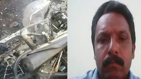 ഓടിക്കൊണ്ടിരുന്ന ബൈക്കിന് തീപിടിച്ച് സ്വകാര്യ ബസ് ജീവനക്കാരന്‍ മരിച്ചു