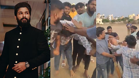 അല്ലു അര്‍ജുന്‍, യുവാവിനെ കൂട്ടം ചേര്‍ന്ന് മര്‍ദിക്കുന്നതിന്‍റെ ദൃശ്യം