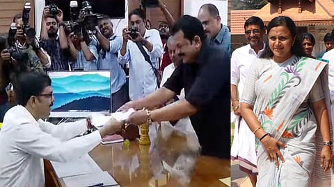 മുകേഷ് പത്രിക സമർപ്പിക്കുന്നു, അശ്വിനി  