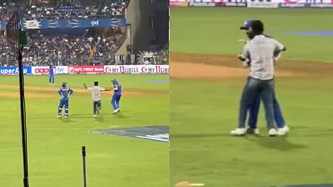 ആരാധകന്‍ കുതിച്ചെത്തി, ഞെട്ടി പിന്മാറി രോഹിത്, ഐപിഎല്ലില്‍ സുരക്ഷാ വീഴ്ച, വിഡിയോ   