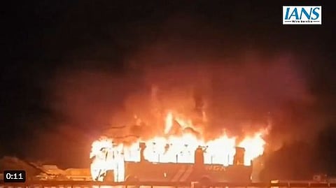 BUS CATCHES FIRE
