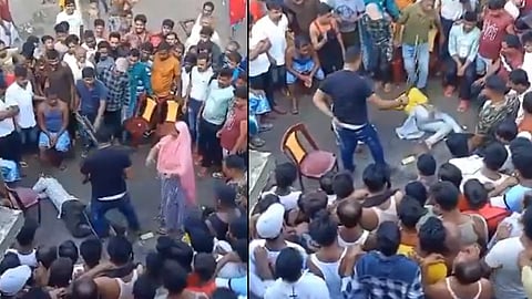 അവിഹിത ബന്ധം ആരോപിച്ച് യുവാവിനും യുവതിക്കും മര്‍ദനം, അടിച്ചത് ടിഎംസി നേതാവെന്ന് പ്രതിപക്ഷം-വീഡിയോ