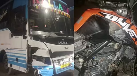 Kallada bus collided with bike;  nineteen-year-old died