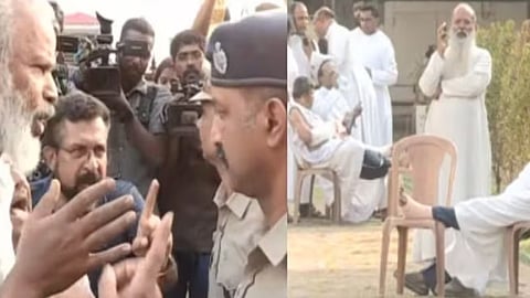 പൊലീസുമായുള്ള തര്‍ക്കം, പ്രതിഷേധിക്കുന്ന വൈദികര്‍