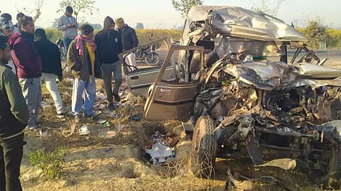 10 devotees killed as car collides with bus en route to Maha Kumbh 