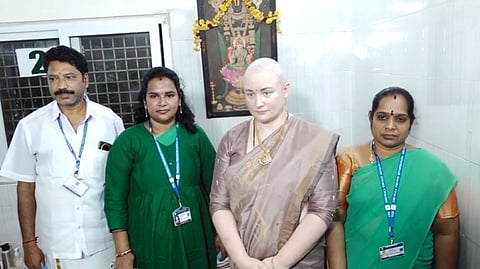 Pawan Kalyan's wife shaves her head in Tirupati after son's accident