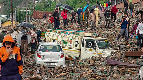 Debris in the area after heavy rain triggered flash floods