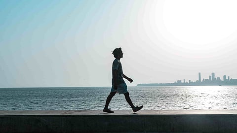 Man walking in the morning