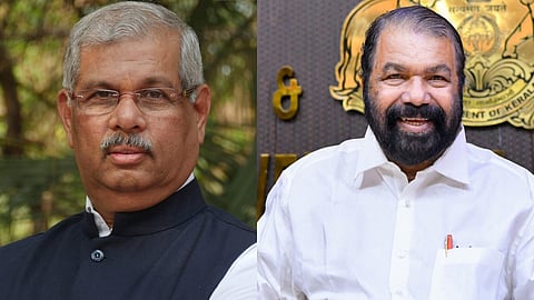  V Sivankutty Rajbhavan Bharatmatha portrait protest 