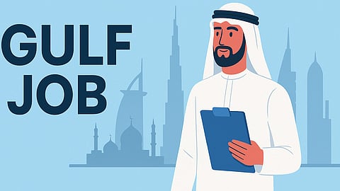 Arab man wearing white attire holding a blue clipboard