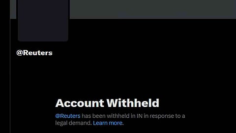 International news agency Reuters X account has been withheld in India 