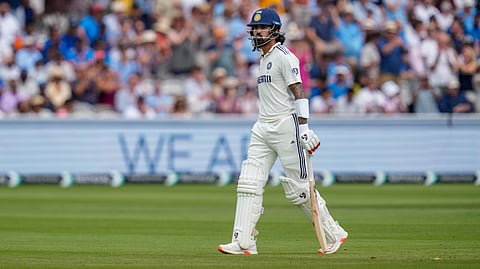 India's KL Rahul returns to pavilion after his dismissal by Englands captain Ben Stokes 